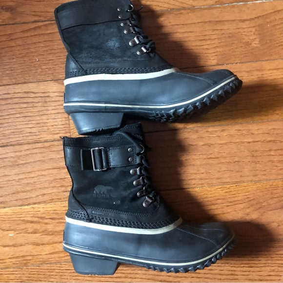 ❤️SOREL Black Winter Fancy Lace II Boots Size 8.5 - Picture 6 of 14